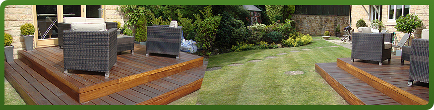 Custom-built wooden deck with lighting, Sheffield