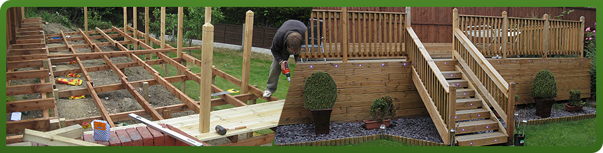 Timber decking with steps in Parson Cross, Sheffield