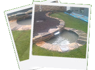 Stone walling, pond and waterfall project